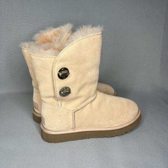 Womens UGG Boots Sz 8 Turn Lock Suede Wool Pinkish Tan Blush Amber #1094933 Boho - Picture 16 of 16